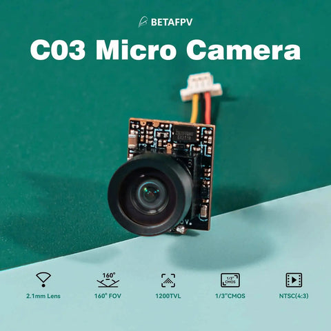 C03 FPV Micro Camera One Third Inch CMOS Sensor 1200TVL Global WDR Two Point One Millimeter Lens 160 Degree FOV