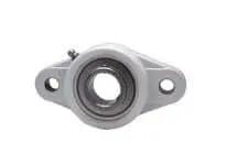 Front view of 1-1/2 in Set-Screw 2-Bolt Single-Row Ball Bearing Single Unit with Kanigen-Plated Insert, White NFL208 Polymer Housing