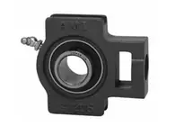 Front view of 1-3/16 in single-row wide take-up ball bearing unit with Kanigen-plated insert, set-screw locking, contact seal, nickel-plated iron housing.
