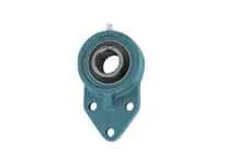 Front view of 3-Bolt Flange Ball Bearing Unit UCFK201-8, Single 1/2 in Bore Sealed Set-Screw Lock, Cast Iron Housing