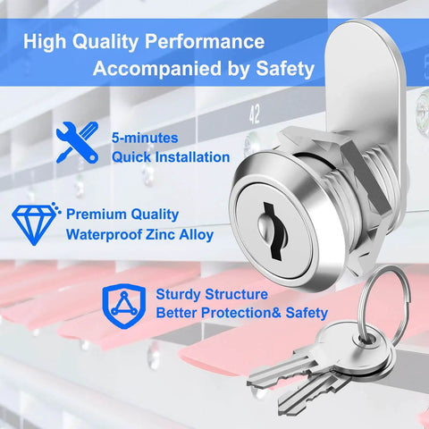 Three-pack keyed-alike cabinet cam locks in 5/8 inch deliver secure, convenient access featuring thickened zinc alloy cylinders and keys.
