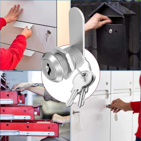 Three Pack Cabinet Locks With Keys One And One Eighth Inch Cam Locks Alike For Cabinets Drawers Doors RV Storage And Mailbox Zinc Alloy Security Lock Set For Tool Boxes And Storage Units.