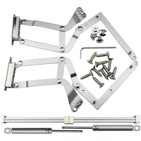 Cabinet Door Hinges, Folding Lift up Top Table Vertical Swing Lift Up Stay Pneumatic Arm Kitchen Mechanism Hinges Durable Silent with installation hardware