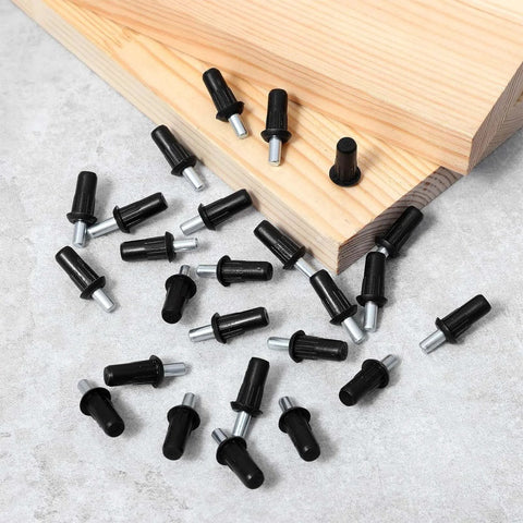 24pcs Cabinet Door Repair Pins, Spring Loaded Pin, Telescopic Spring Pins for Connecting Small Furniture Door Panels, Black finish