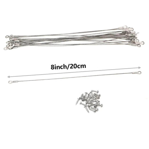 20pcs Cabinet Door Restraint, Cabinet Hinge Limiter, Limit Door Swing with Screws; 8-inch stainless steel cables and screws display.