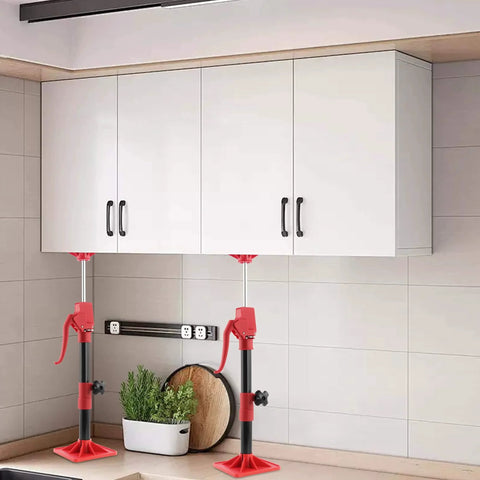 Installing white cabinets with ✝️ Cabinet Jacks Support Pole for Installing Cabinets Steel 11.8" to 23.5" 3rd Hand System.