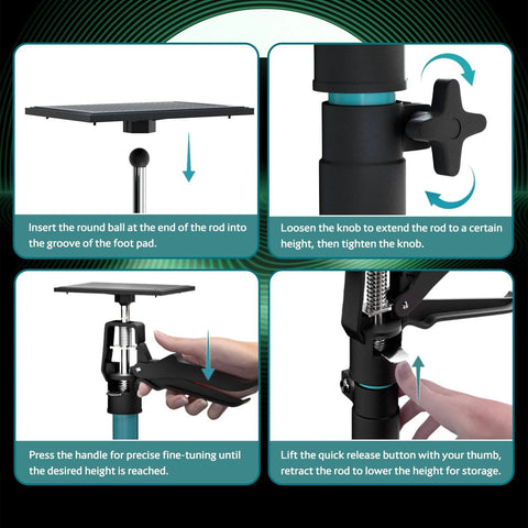 Instructions for using Adjustable Support Pole, Cabinet Jacks for Installing Cabinets, Telescoping Support Poles Range 13.8'' to 24.6''.