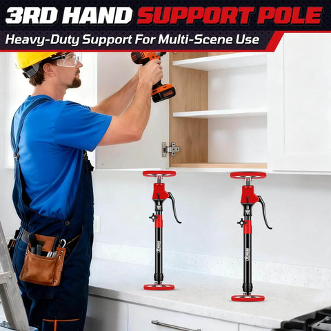 Cabinet Jacks for Installing Cabinets, Heavy Duty Third Hand Tools Adjustable Support Pole from 18.5 in to 29.5 in, 2 PCS in use