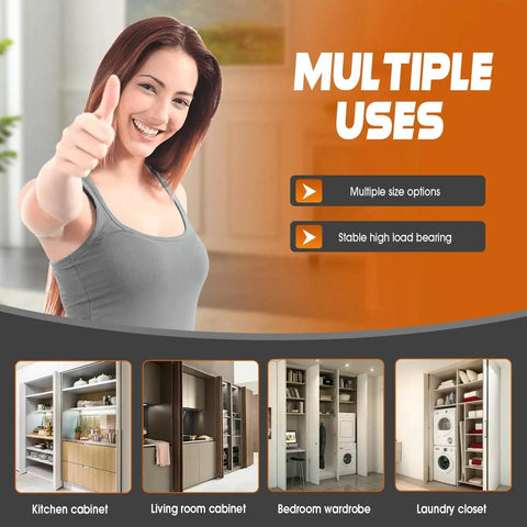 Heavy Duty Cabinet Pocket Door Slide Hardware Set for Kitchen Pantry and Closet promotional image showing multiple uses