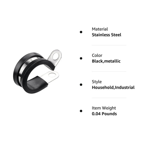 Twenty Pack Half Inch Stainless Steel Cable Clamp With Rubber Cushioned Insulation For Anti Rust Waterproof Conduit Wire Holder
