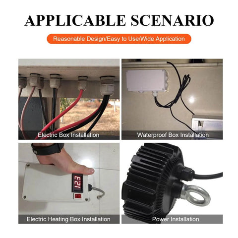 Four scenarios showing M25x1.5 Cable Gland 2 Hole Waterproof IP68 Nylon Joint with Adjustable Locknut in electrical installations.