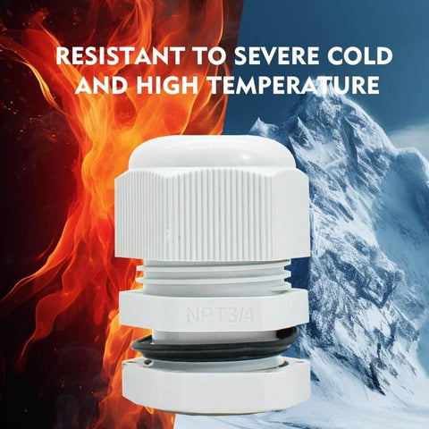 Cable Strain Relief Grommet Kit For Outdoor Electrical Installations with fire and ice background, showing weather resistance.