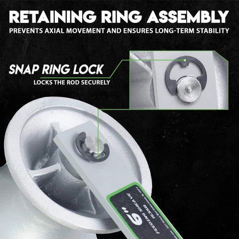 6" Diameter, Cable Puller Sheave, Hook, Wire, Rope | Capacity 6500lb | Compatible with Greenlee Pullers 640,6801,6001 | Staten Tools close-up of retaining ring assembly.