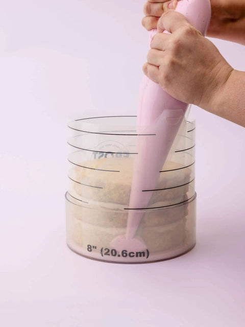 Decorating cake with 6 Inch Frost Form Starter Kit For Cake Decorating 7 Piece Set With Liner Form Base Stand Crumb Cutter