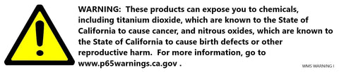 Warning label for Pro Grade ER5356 Aluminum TIG Welding Rod mentioning chemical exposure risks and California Proposition 65 alert.