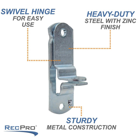 Side view of Cam Action Hasp Lock Mechanism For Enclosed Trailer Doors Latch Replacement Secure Locking System Easy Lift To Engage Or Release Keeps Cargo Safe Made In USA with zinc finish.