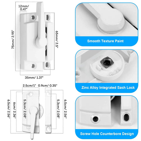 Cam Action Hook Window Sash Locks 10 Pack White Diecast Window Latches With Keeper For Sliding And Double Hung Windows Replacement Hardware Durable Easy Install Secure Locking System