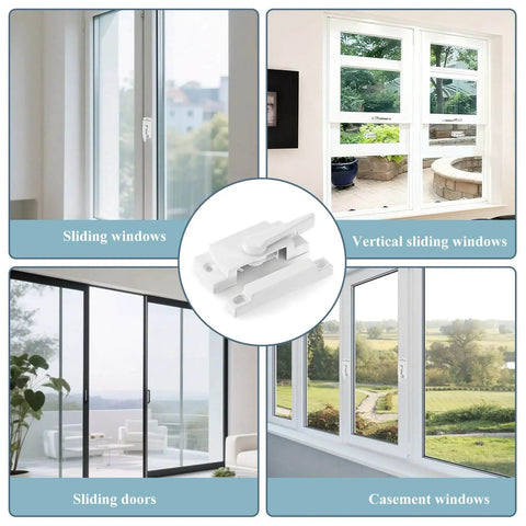 Ten-pack diecast window sash locks with cam action provide secure, easy-to-use latching for double hung and sliding windows; includes screws and keeper for added security on vertical and horizontal sashes in various window types.