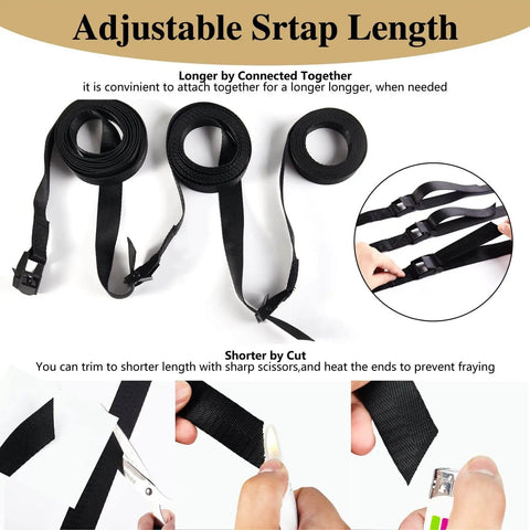 Five Pack Cam Buckle Tie Down Straps 1 Inch By 4 Foot Heavy Duty Lashing Straps showing adjustable strap length