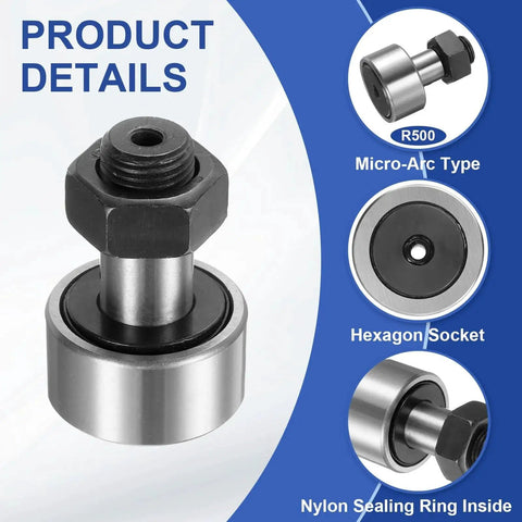 Heavy Duty Cam Follower Track Runner Bearings CF16 KR35 PPX Chrome Steel Needle Roller Stud 3 Pack with M16x1.5mm Thread