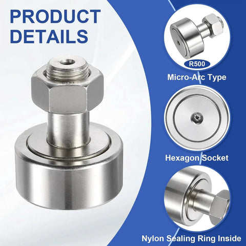Cam Follower Track Runner Bearing CF20 KR52 X M20 Stud Type with 52mm Roller for Machine Tool Guide Rails, hex socket close-up