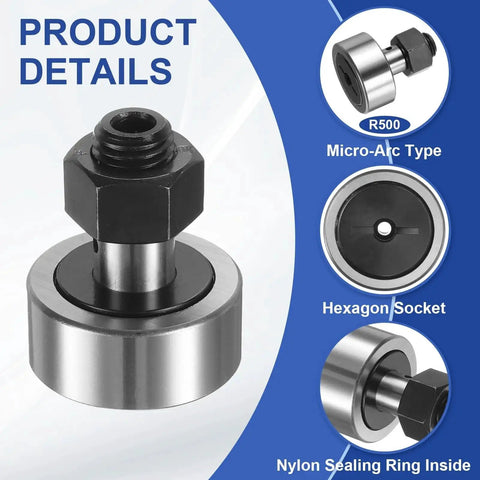 Cam Follower Track Runner Bearing with 32mm Roller Diameter and M12 Stud Slotted Head Flat Type Details