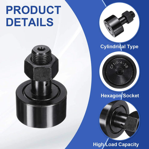 uxcell CF-1-5/8-SB CR26 Cam Follower Track Runner Bearings, chrome steel roller stud track bearing details with hexagon socket