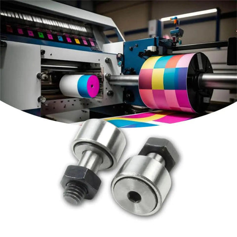Cam Follower Needle Roller Bearing Set 2Pcs KR16 CF6 With M6x1.0 Thread, printing machine in background