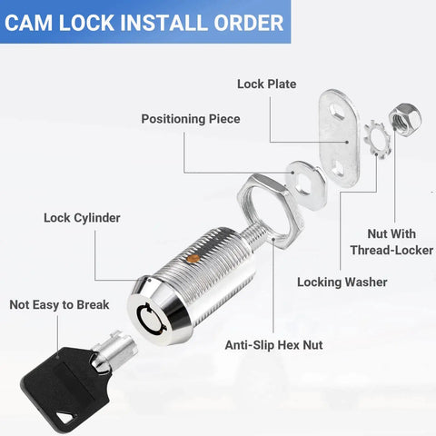 Keyed Alike RV Storage Locks 1-1/8 Inch Fits Up To 7/8 Inch Door Thickness components illustration