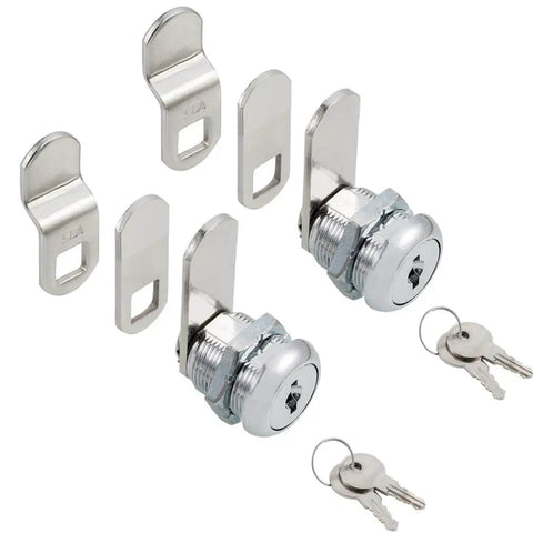 Keyed Alike Five Eighth Inch Cylinder Cam Locks Set for Cabinets Tool Boxes RV Compartments Mailboxes Vending Machines and Drawers Chrome Finish Includes Three Cams and Two Keys Fits Up To Three Eighth Inch Panel Thickness