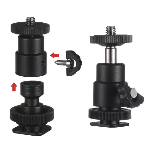Camera Screw Adapter Kit 19 Pcs Quarter Inch And Three Eighth Inch Converter Set with metal thread adapters for mounting.