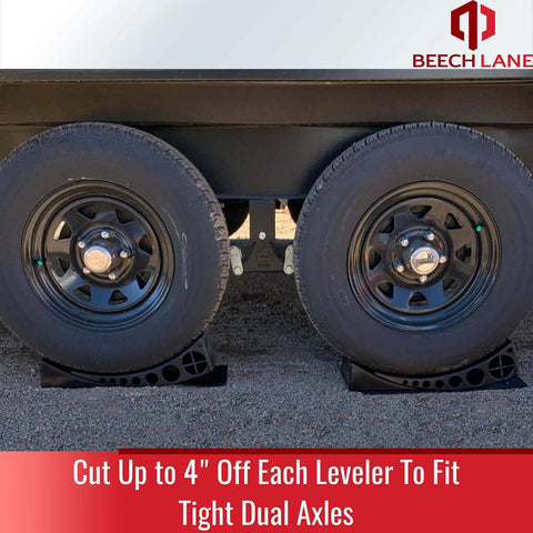 Camper Leveler Set Beech Lane Two Pack With Carrying Bag Includes Two Curved Levelers Two Chocks And Two Rubber Grip Mats For Frustration Free Leveling In Any Increment From Half Inch To Four Inches In Under Five Minutes Patented installed under dual axle trailer