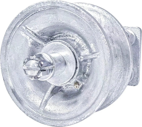Close-up view of Sliding Gate Rollers Cantilever Roller For Four Inch Round Post Fits Two And Three Eighths Inch Or Two And One Half Inch Gate Frames For Chain Link Fence Gates Seven Inch Wheel Maintenance Free Malleable Steel Durable Hardware Single Pack