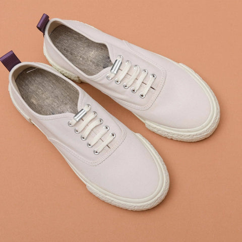 Canvas shoes with Shoelace Locks Buckle, 8 x 18mm Aluminum Elastic No Tie Shoe lace Turnbuckle, Glossy Black 6 Pcs installed.