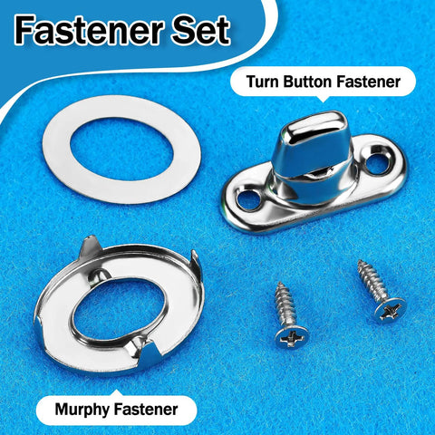 20 Sets Canvas Twist Lock Fasteners with turn button, eyelets, and screws, marine grade, rust-resistant hardware kit, blue background.