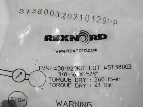 Cap Screw Kit 3/8-16 x 5/8 Carbon Steel with Nuts Bolts Rods and Washers for Machinery and Industrial Use Rexnord 4301920KIT packaging