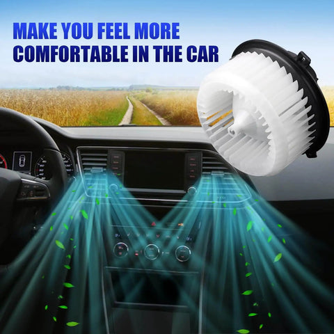 AC Blower Motor With Fan For Chevy Sonic Trax And Buick Encore 2012 Through 2020 displayed with dashboard airflow effect