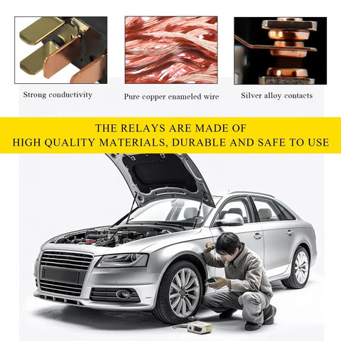 Mechanic using 2-Pack G8HL-H71 4-Pin Car AC Relay With Waterproof Sealed Housing for auto maintenance on a silver car.