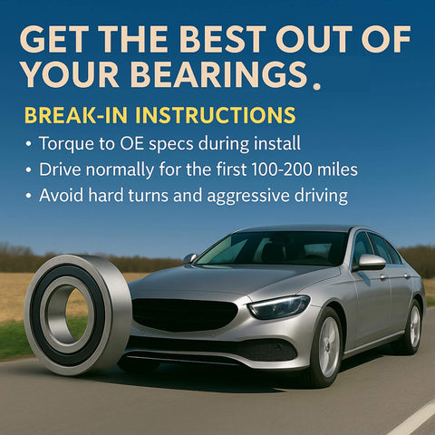 Beefed Up Rear Wheel Bearing WH800069 for BMW 2012 to 2021 with installation instructions and a silver car in the background.