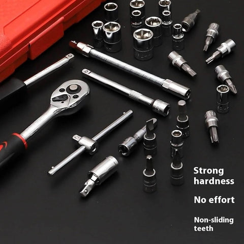 46-Piece Car, Bike And Motorcycle Repair Tool Set Pro-Grade, Heavy-Duty Home DIY Kit With Heat-Treated Chromium-Vanadium Steel
