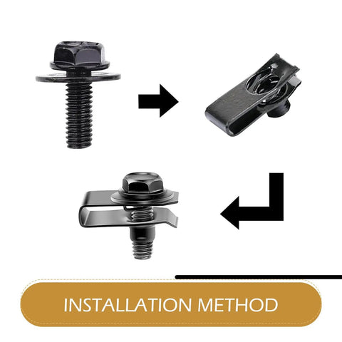 Installation method of 20 Piece Car Body Bolt And U Nut Clamp Kit For Universal Car Fit with Metal Engine Fender Fasteners