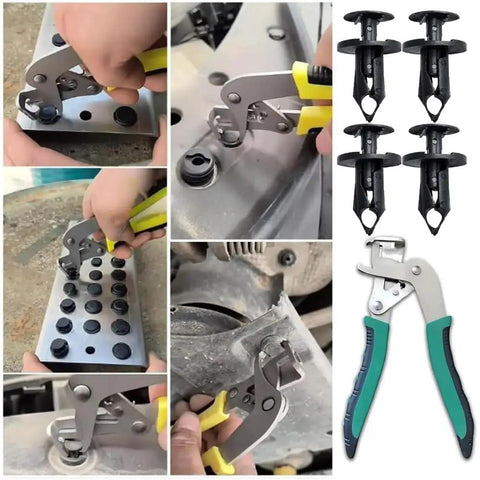 All In One Car Clip Pliers And Disassembly Tool For Fastener Removal Hassle Free Panel Access Trim Clips Rivets Without Damage Ideal For Interior And Exterior Car Trim Repair 2025 Model shown in various uses with rivets and fasteners