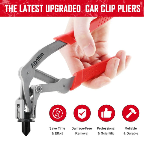 Car Clip Pliers For Auto Fasteners With Built In Spring And Easy Lever For Quick No Fuss Damage Free Removal Of Panel Clips And Plastic Fasteners In Automotive Repairs Professional Tool with red handles