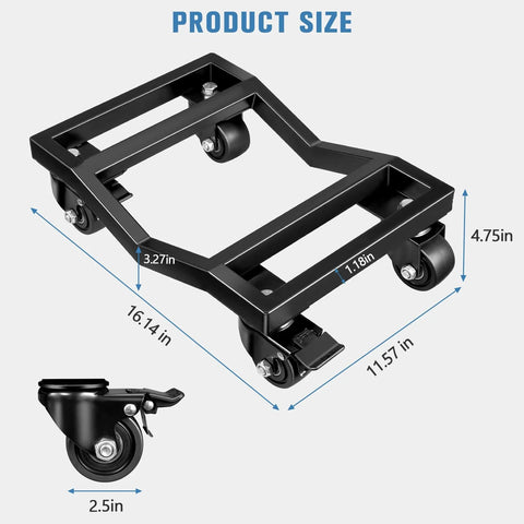 Car dolly set of 4 with heavy duty iron frame, 6000 lb total capacity wheel dollies, V shaped design, nylon casters, product dimensions