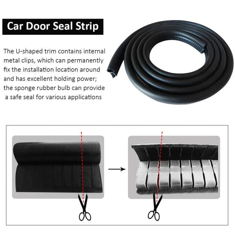 Automotive weather stripping door seal, 20 ft coil, black rubber U-shaped seal with side bulb for cars and trucks, Amazon brand