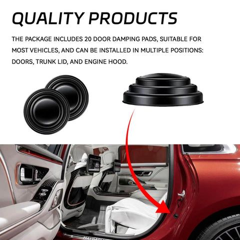 Car Door Shock Absorber Kit With Silicone Edge Guards And Anti Slam Cushions, 20 piece set for sound insulation and protection