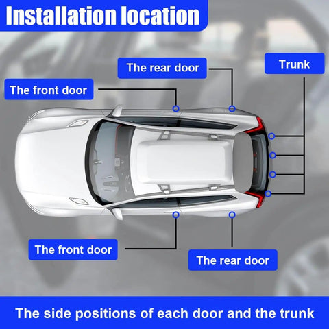 Top view of car installation locations for 4 Pack Car Silicone Cushion Pads With Self Adhesive Door Silencers And Shock Absorbers