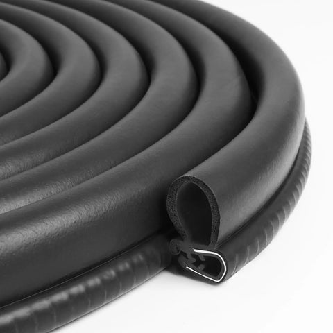 Automotive door weather seal coil, black rubber with side bulb, 20 ft long