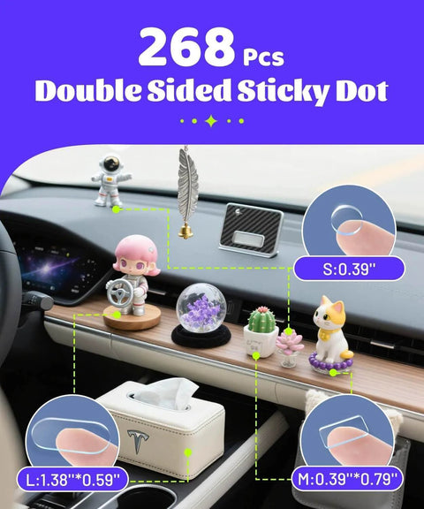 Removable Car Double Sided Glue Dots For Dash Decor, Strong Hold Adhesive Dots With No Residue, Transparent Mounting Tape