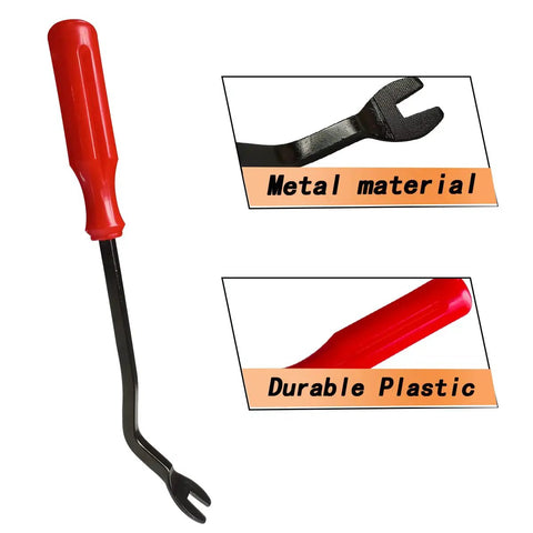 Pro Grade 1 Piece Fastener Remover for Car Panels and Doors Clip Puller Rivet Removal Tool with red plastic handle